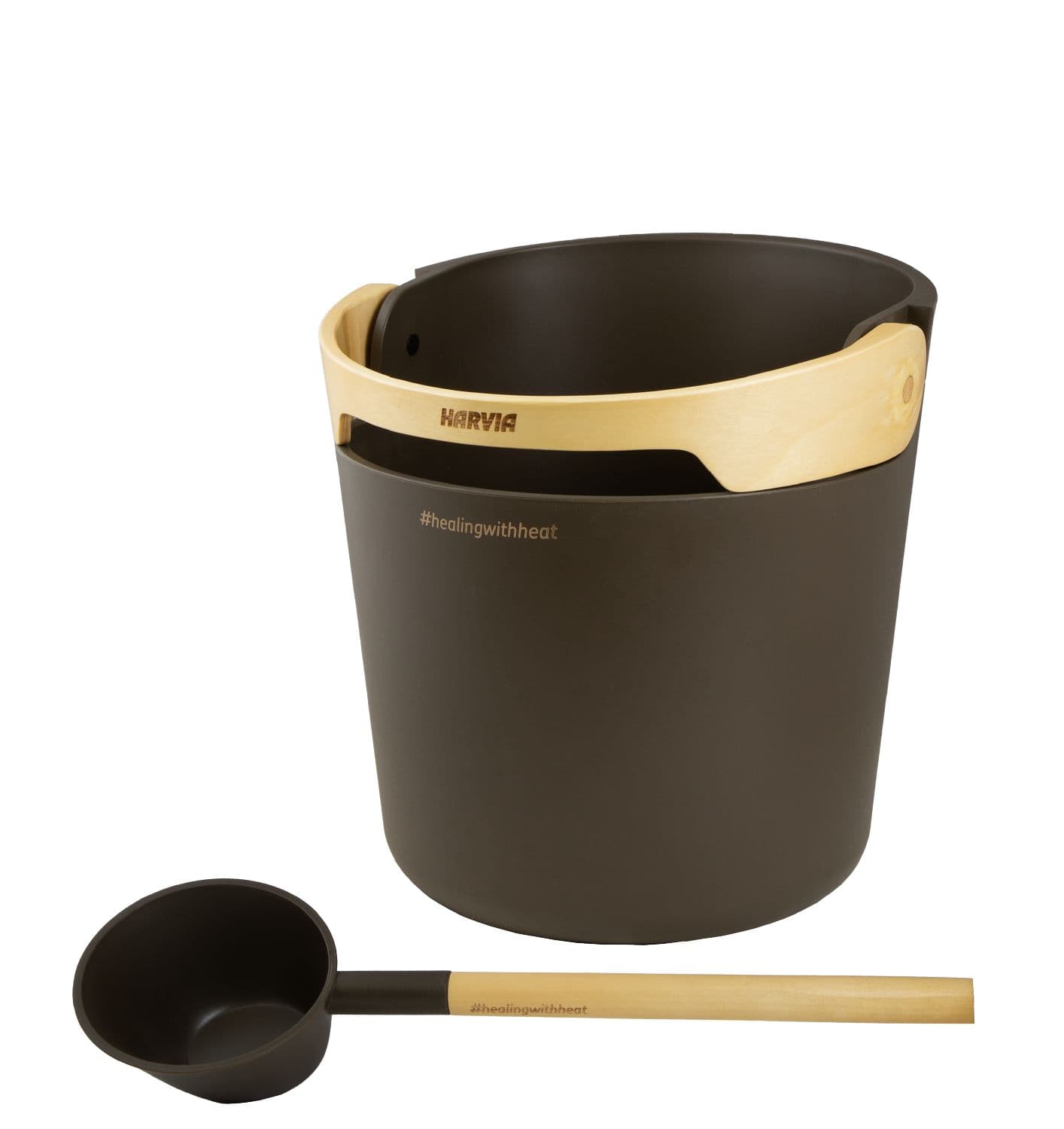 Set galeata si polonic Harvia Helmi chocolate