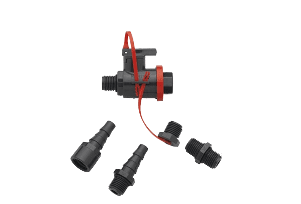 Set robinet PVC mini cu bila D 1/4'' x 3/8'' filet exterior si stiut