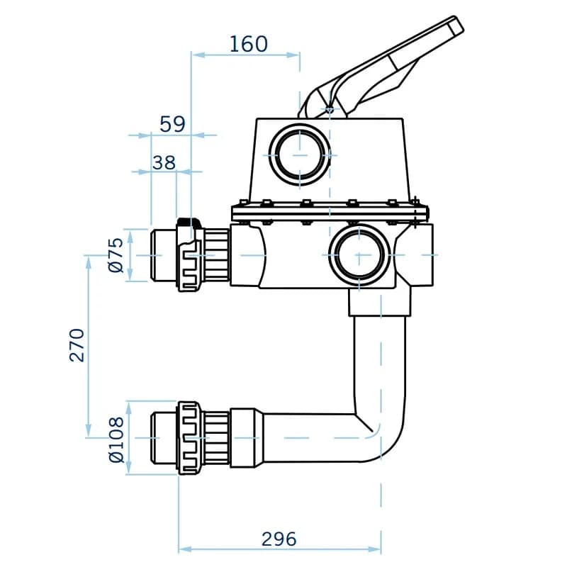 Vana multiport Magnum lateral 2½'' cu racorduri la filtrul AstralPool - imagine 2