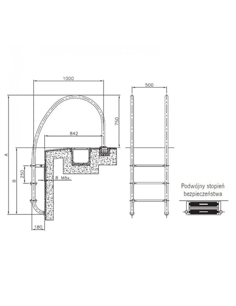 Scara pentru piscine cu preaplin cu 5 trepte - imagine 3