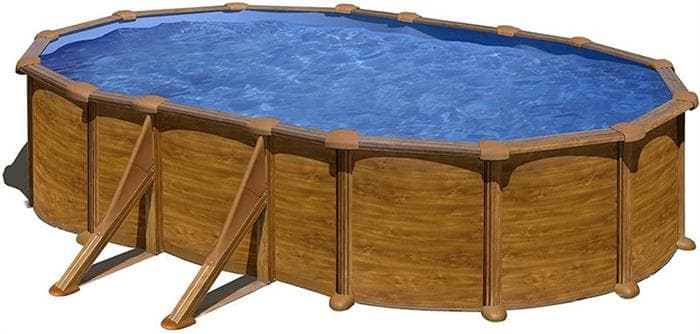 Piscina gre ovala 610 x 375 x 120cm decor lemn
