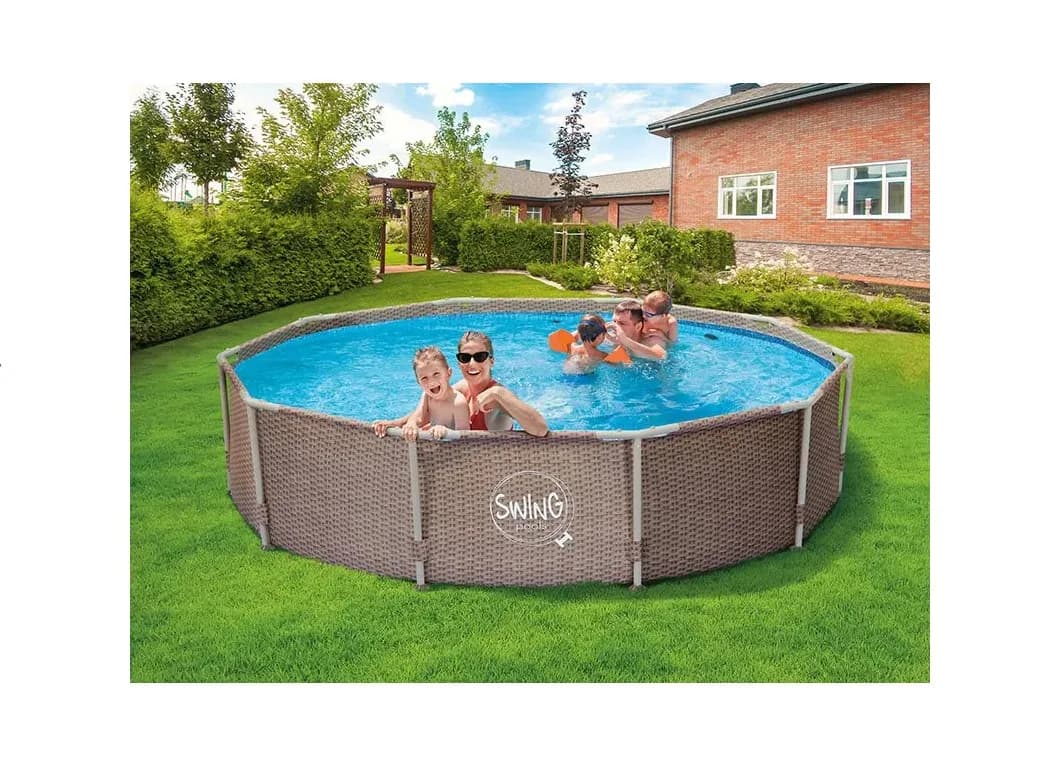 Piscina cu cadru metalic rotunda cu decor ratan D3.05x0.76 m - imagine 2
