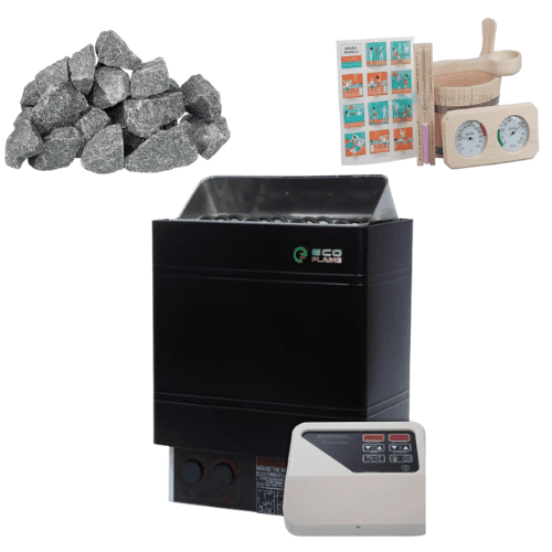 Set Sauna EcoFlame 9kW cu Panou Digital Extern