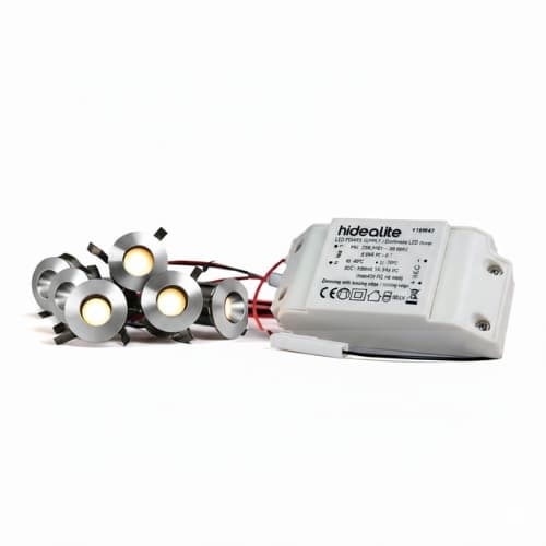 Sistem iluminare Hidealite pentru sauna uscata, cu 6 spoturi Silver