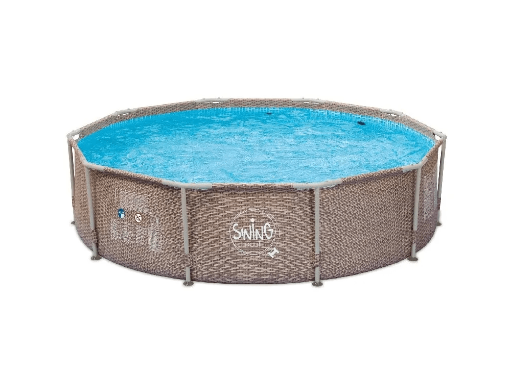 Piscina cu cadru metalic rotunda cu decor ratan D3.05x0.76 m