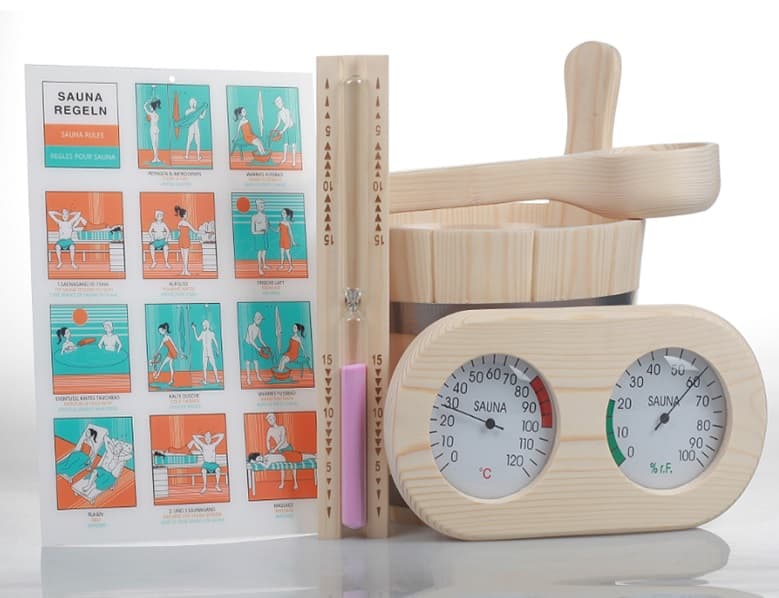 Set accesorii pentru sauna din pin alb Round