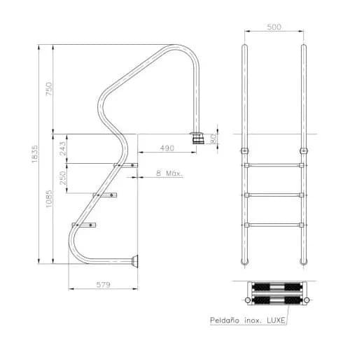 Scara de acces interioara pentru piscina Gre - EIE30 - imagine 4