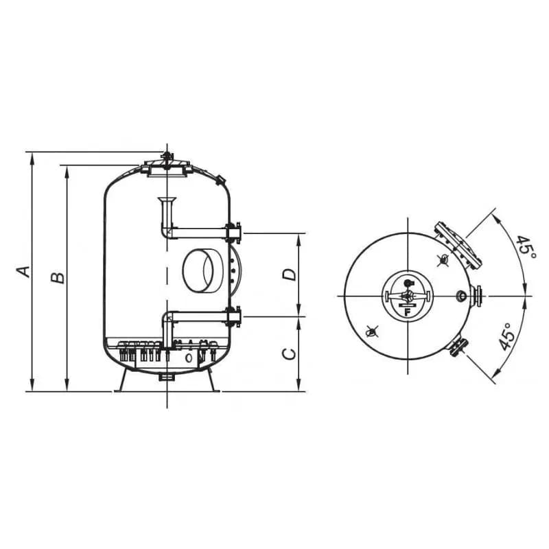 Filtru bobinat Fiberpool ITALY D1200 conexiune 90mm - imagine 2