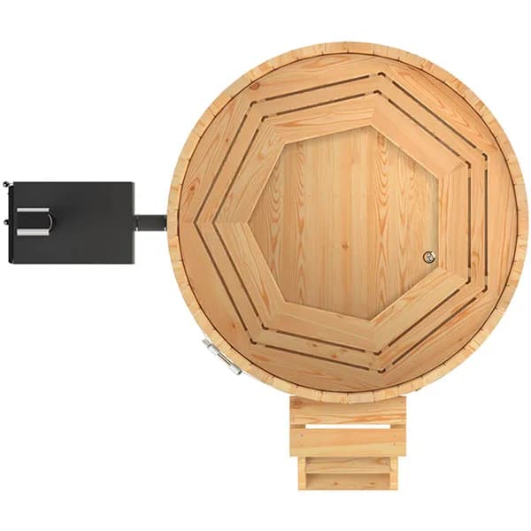 Ciubar din lemn molid cu soba exterioara aluminiu 27 kW diametrul 1.6 m - imagine 2