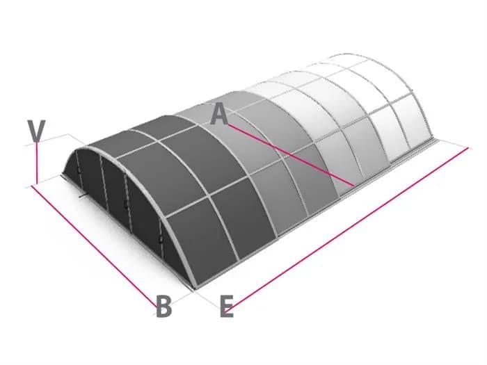 Acoperitoare policarbonat pentru piscine pana la 10.60 x 5.01m, KLASIK C antracit - imagine 5