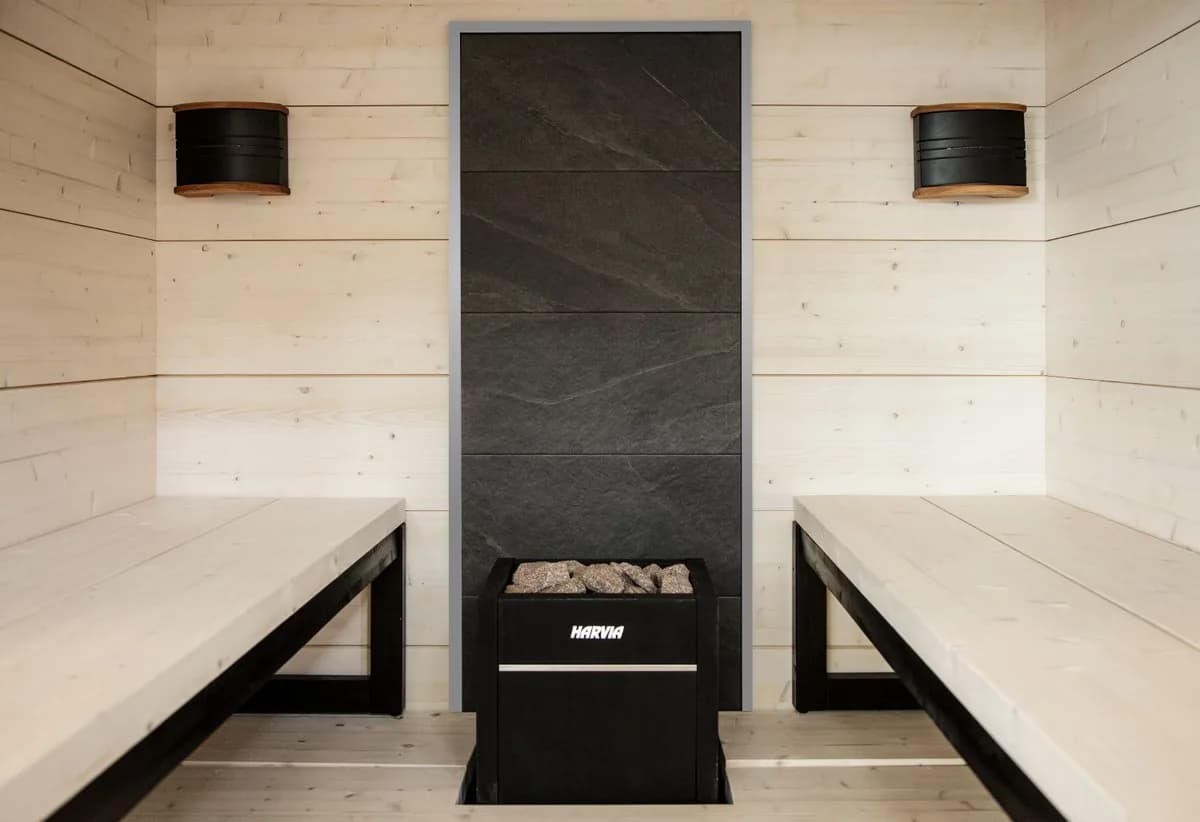 Protectie perete cu piatra decorativa sauna Harvia Stone Wall 2123 x 634 mm cu rama gri - imagine 2