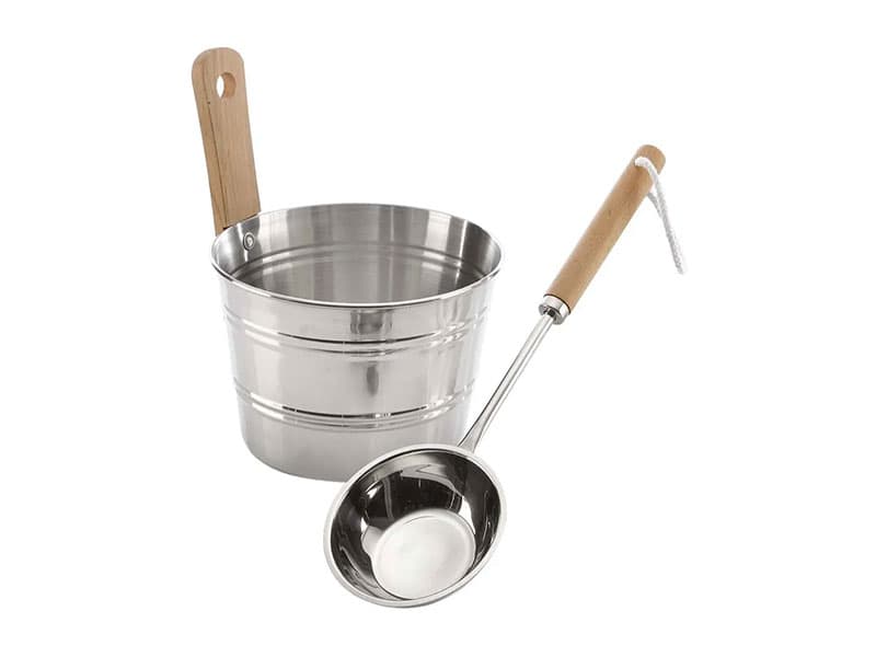 Set galeata 4l cu polonic din inox pentru infuzie sauna